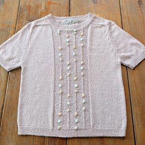 Vintage Howard Wolf Dallas New York lavender textured short sleeve knit sweater